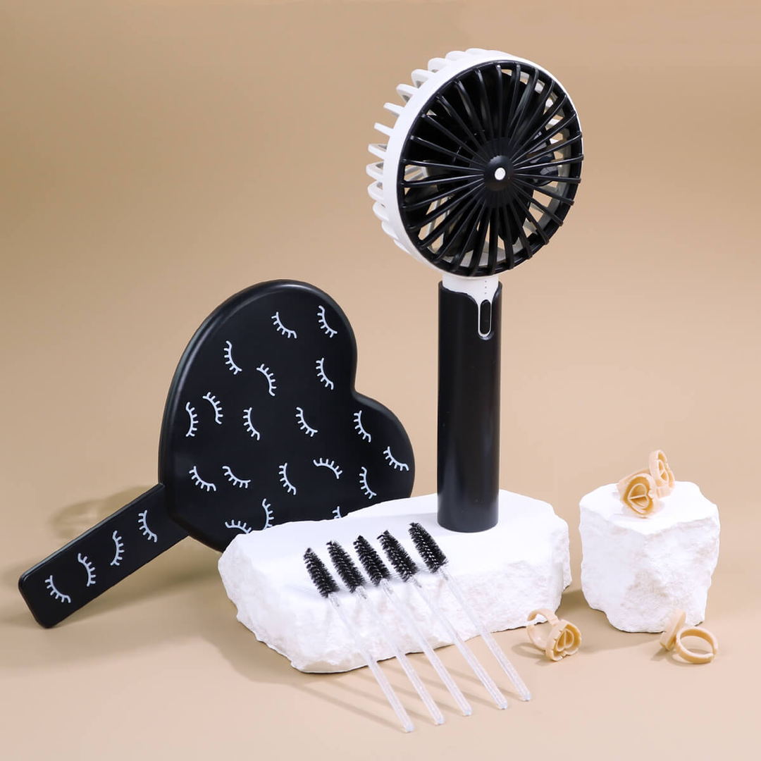 Salon supplies product shot with decorative elements.