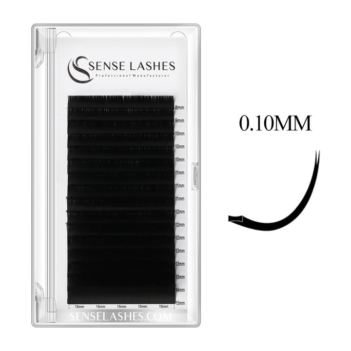 0.10mm Flat Classic Eyelash Extensions - Black. SenseLashes classic lashes for a bold look.