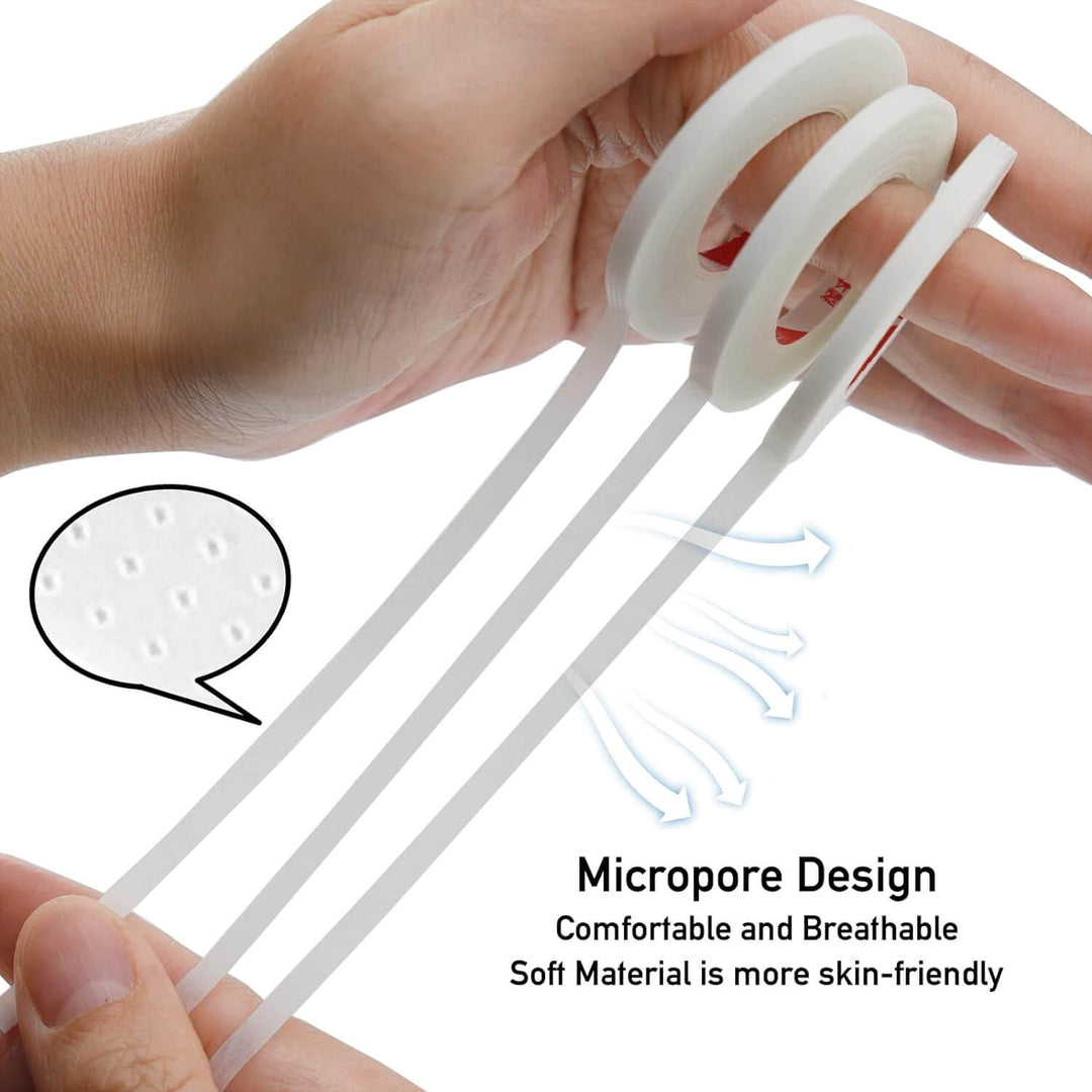 White micropore lash extension tape, breathable and soft for eyelash extensions.