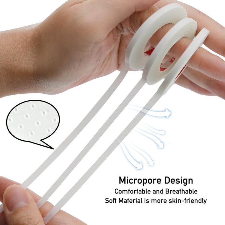 White micropore lash extension tape, breathable and soft for eyelash extensions.