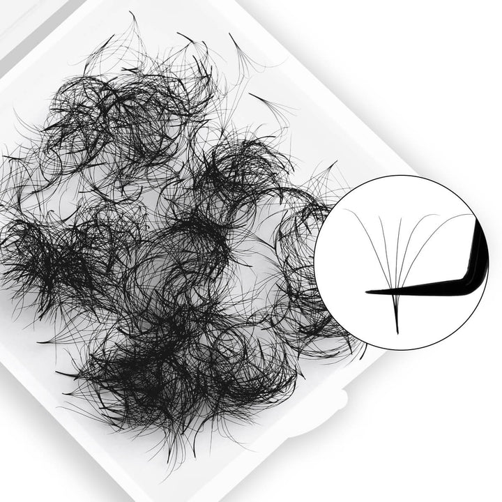 5D Premade Loose Fans, black volume lash extensions, pointy base, high-quality PBT. Easy application for lash artists.