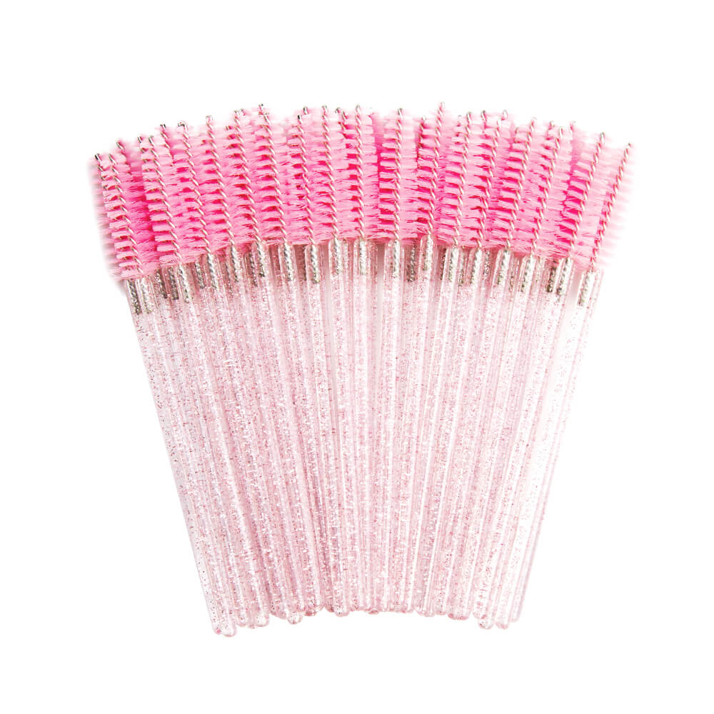 Pink glitter eyelash mascara brush, perfect for classic and volume lash extensions.