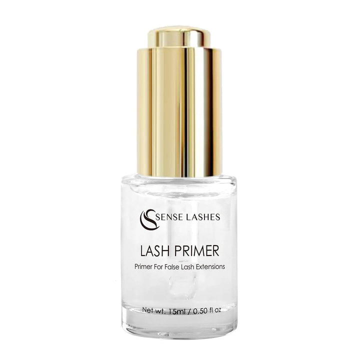 Sense Lashes Lash Primer 15ml bottle with gold cap, for eyelash extension prep, improves lash bonding.