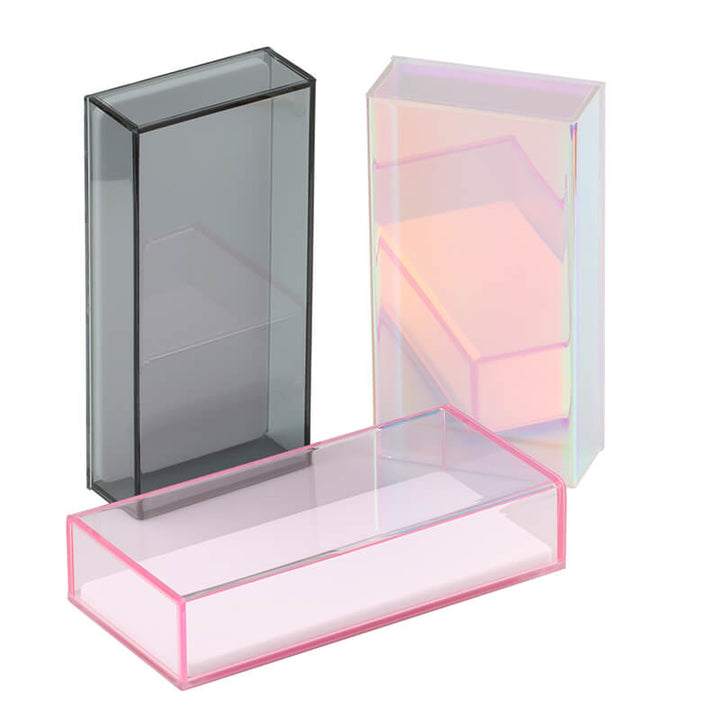 Acrylic Lash Tile with Cover in Gray, Iridescent and Pink, for eyelash extensions