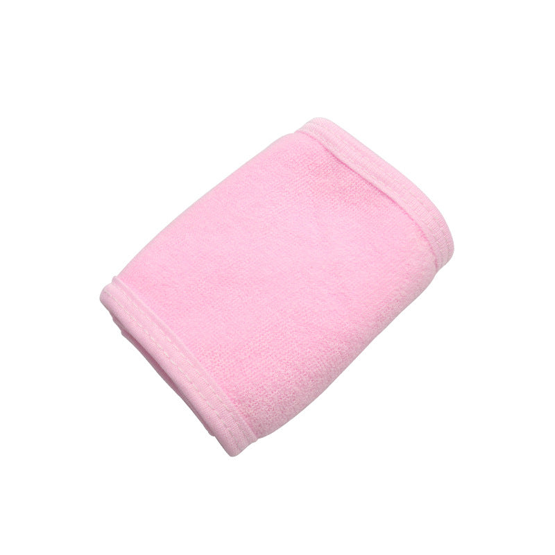 Pink toweling cloth headband, adjustable for all head sizes, ideal for makeup, yoga, and salon use.