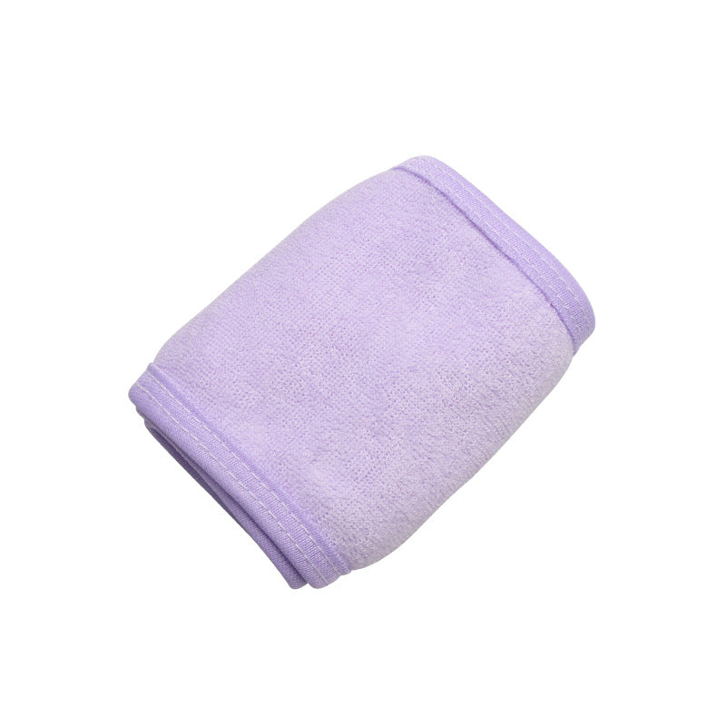 Purple toweling cloth adjustable headband, ideal for makeup, yoga, and salon use.