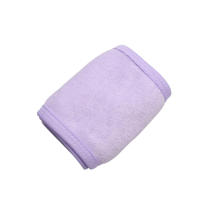 Purple toweling cloth adjustable headband, ideal for makeup, yoga, and salon use.