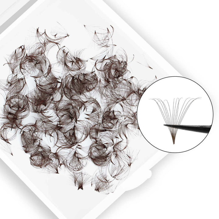 Brown 14D PreMade Loose Fans 0.05mm for eyelash extensions, perfect for lash artists