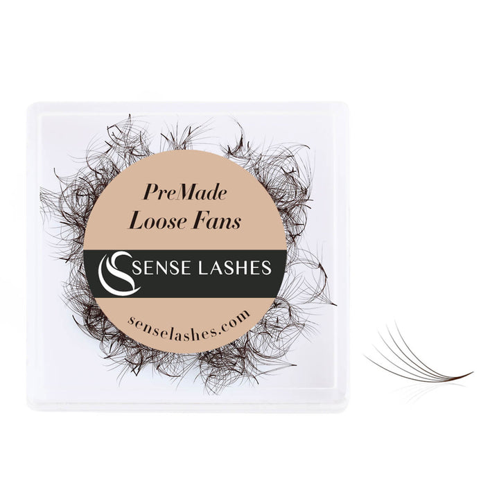 Brown 5D PreMade Loose Fans from Sense Lashes. Easy-to-use premade fans for eyelash extensions.