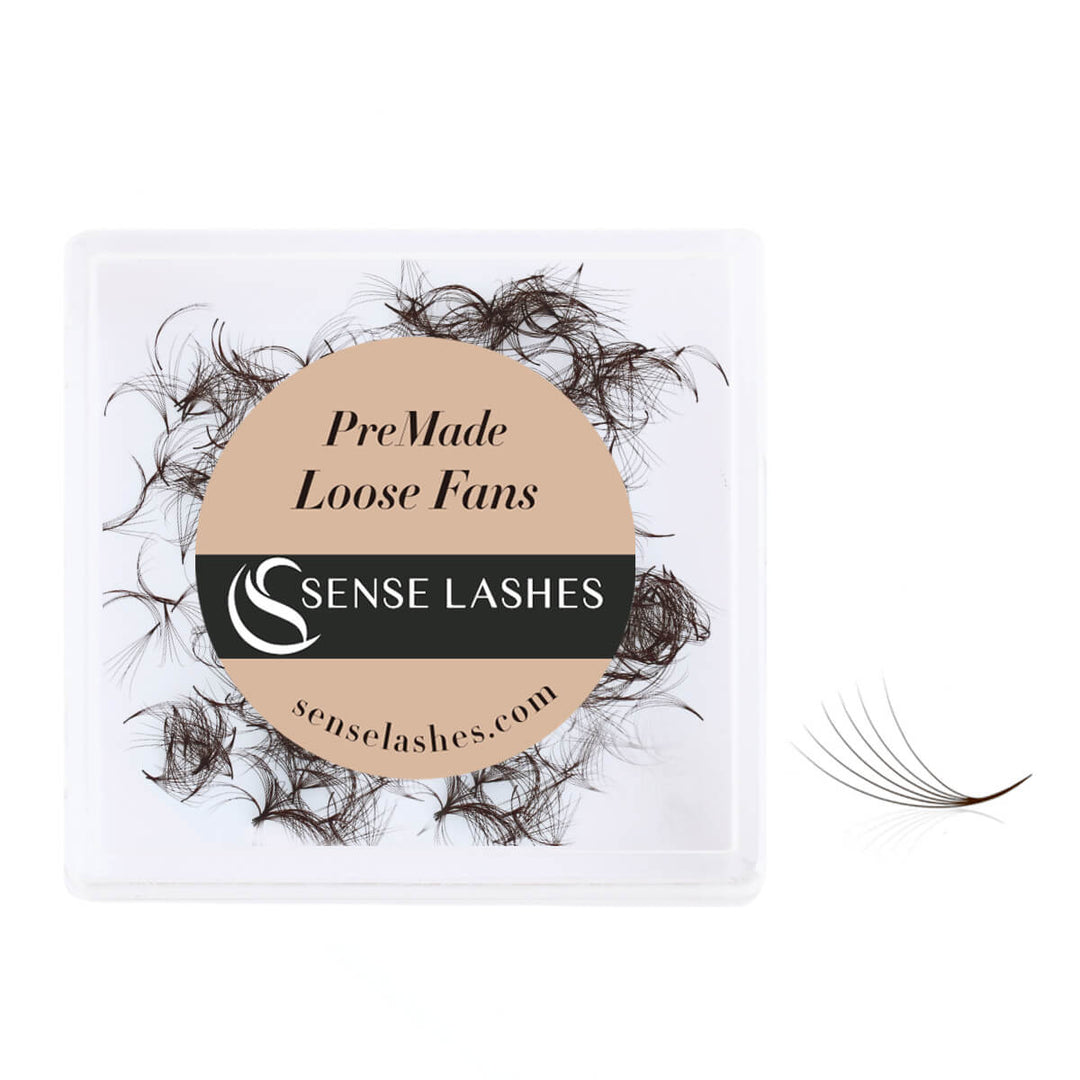 Brown 6D PreMade Loose Fans by SenseLashes, perfect for lash artists, offering volume and color.