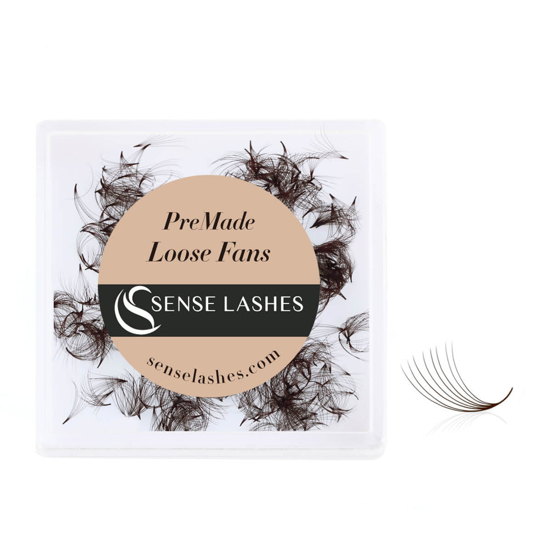 SenseLashes Brown 8D PreMade Loose Fans, C/D curl, 0.07 diameter, 500 fans, professional lash extensions.
