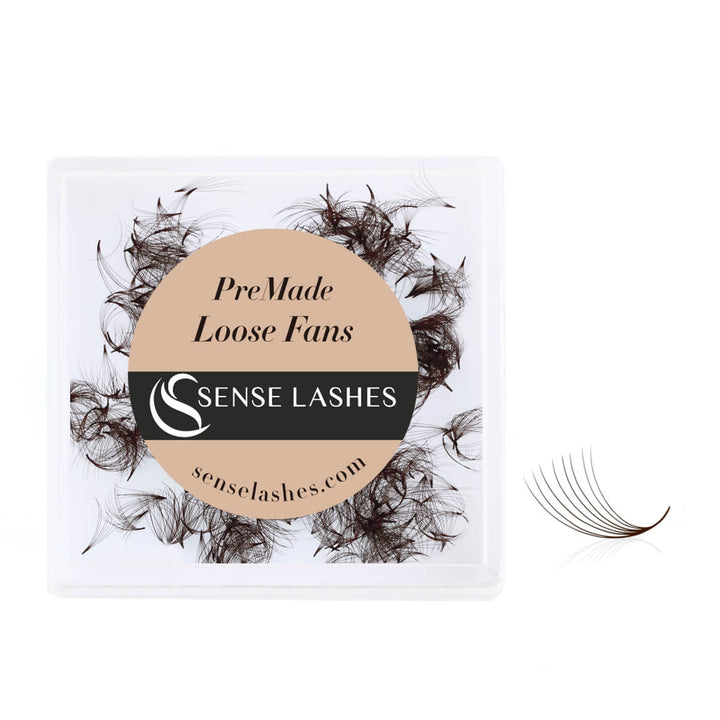 SenseLashes Brown 8D PreMade Loose Fans, C/D curl, 0.07 diameter, 500 fans, professional lash extensions.