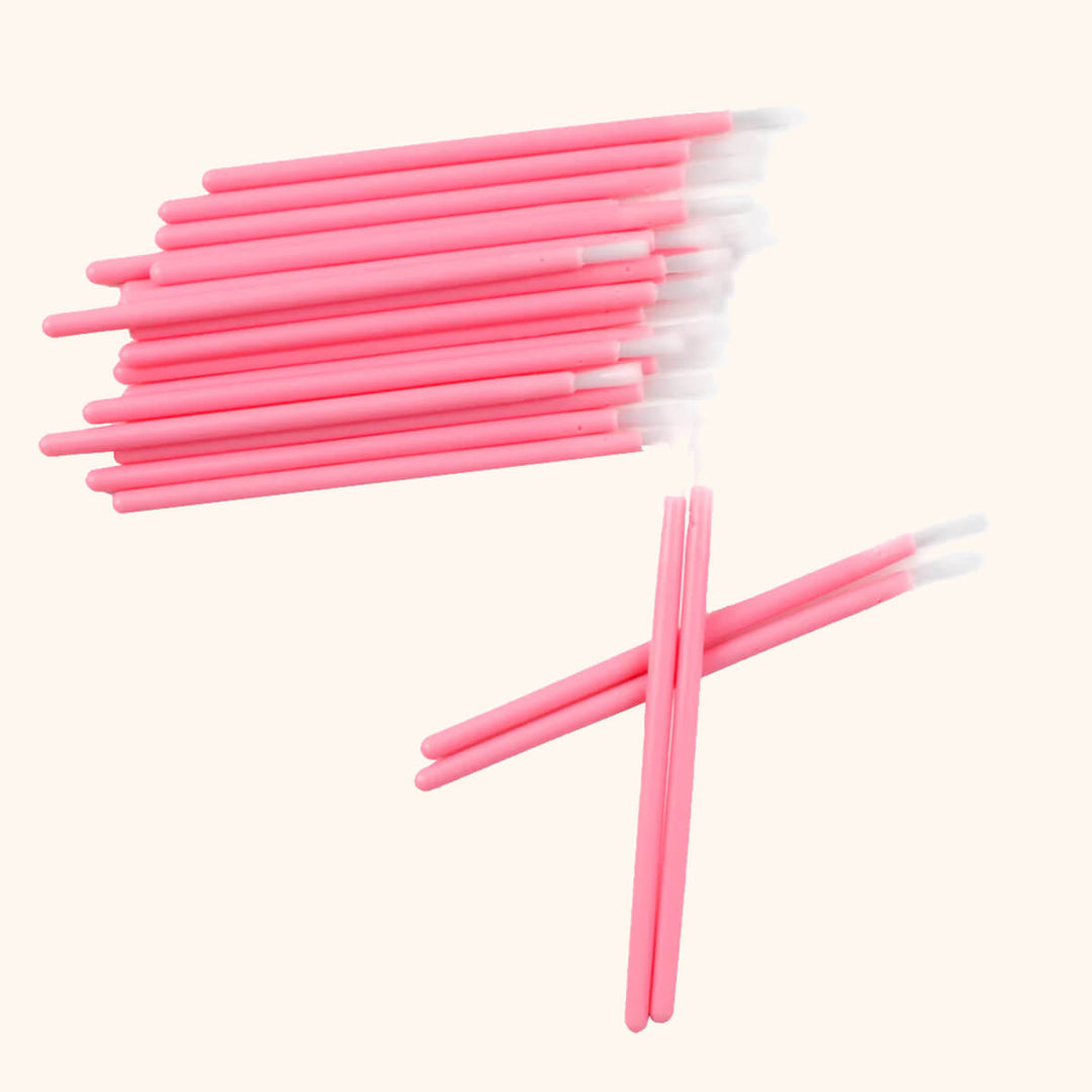 Pink disposable nylon brushes for eyelash extension cleansing and priming, 50 PCS