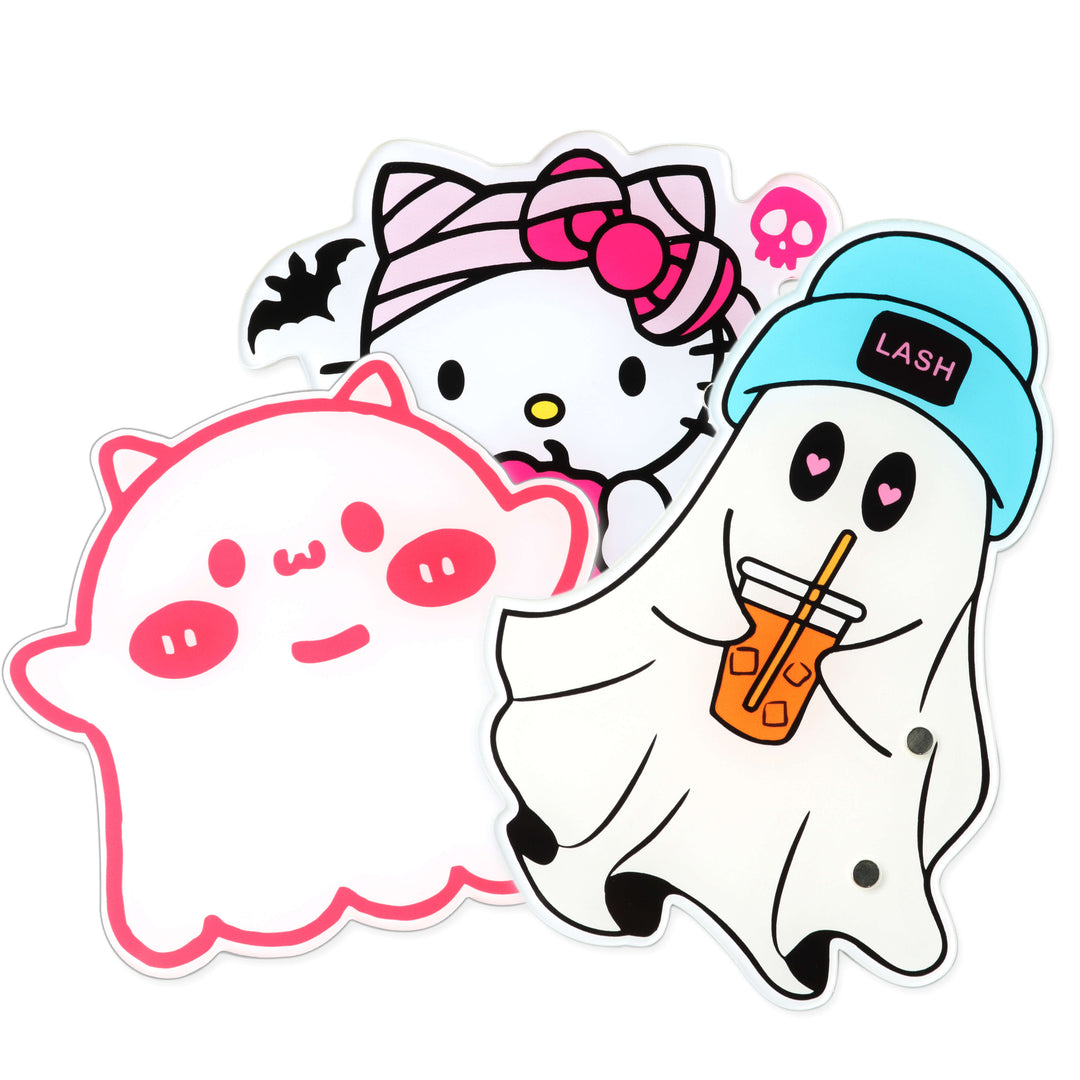 Halloween lash palette featuring cute ghost, Hello Kitty, and ghost, with 'LASH' text, perfect for lash extension tools.