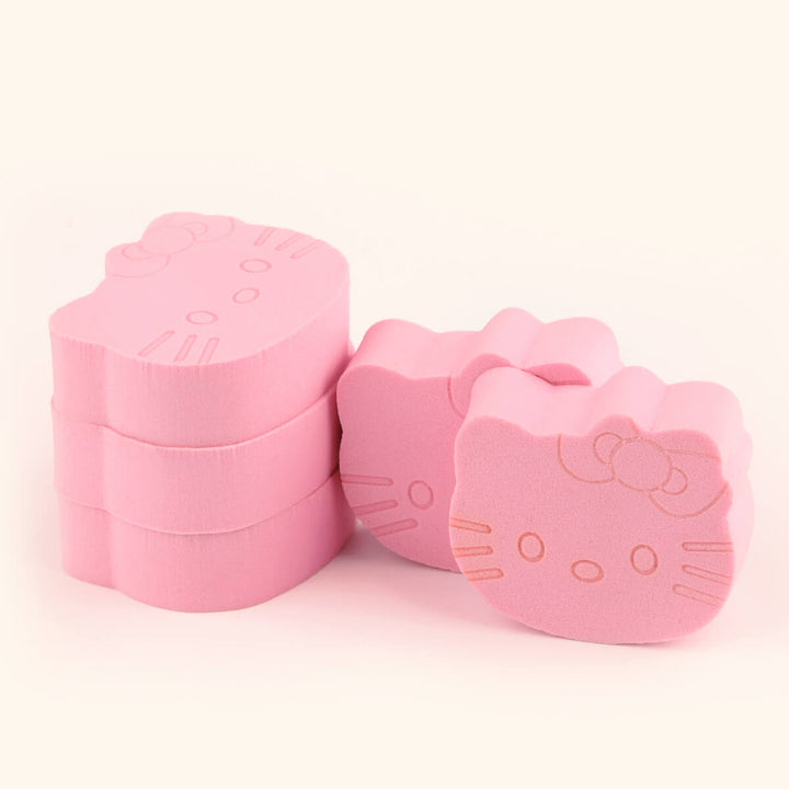 Pink HELLO KITTY eyelash extension sponges for volume fans, professional lash products, soft cosmetic sponges.