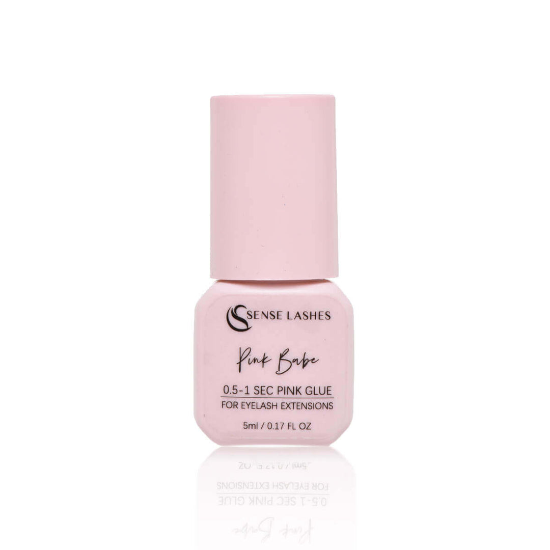 Pink Babe pink eyelash glue by Sense Lashes, 0.5-1s drying time, for colored eyelash extensions. 5ml bottle
