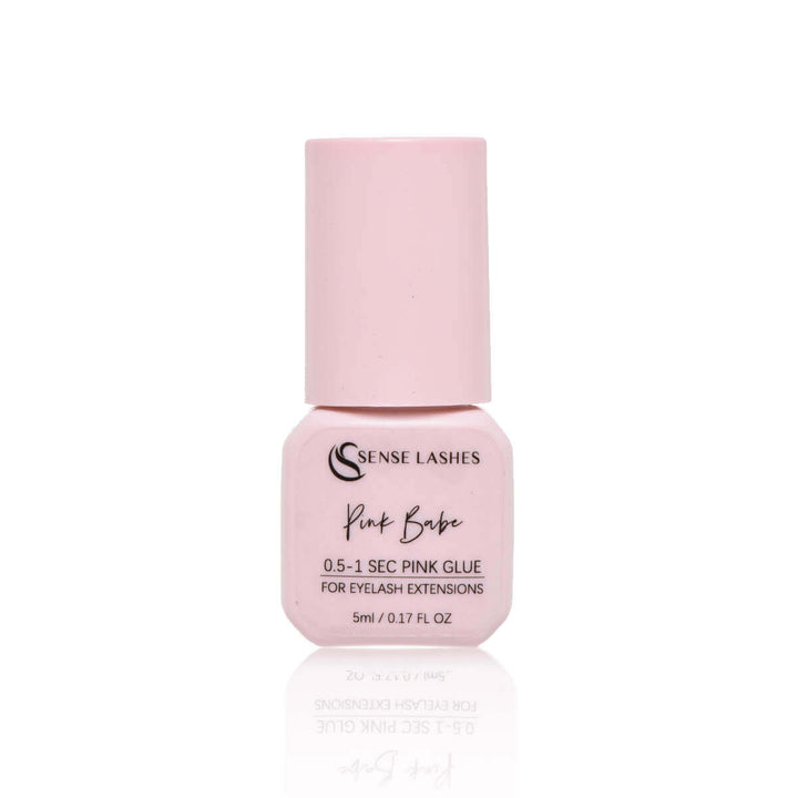 Pink Babe pink eyelash glue by Sense Lashes, 0.5-1s drying time, for colored eyelash extensions. 5ml bottle