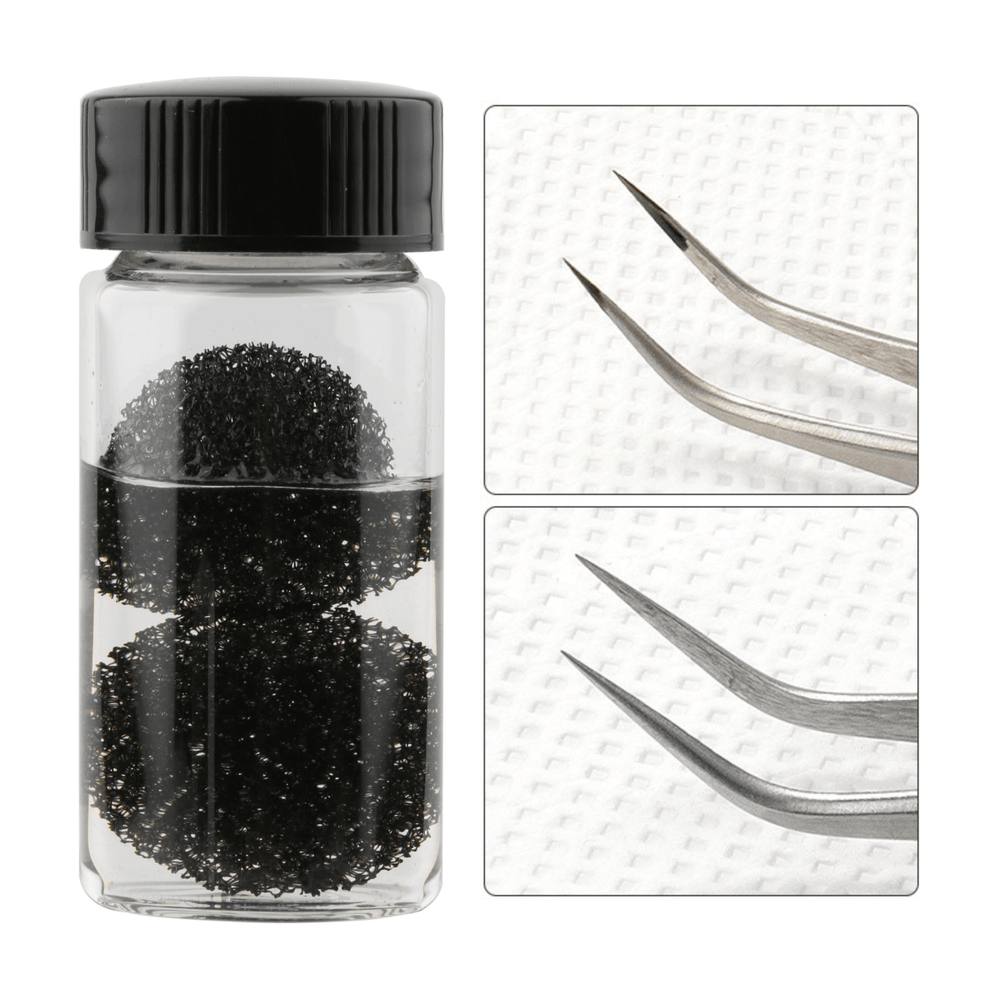 Eyelash tweezers cleaner with black sponge to remove lash glue, professional tools