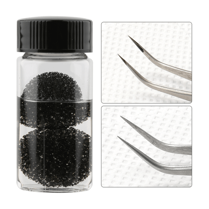 Eyelash tweezers cleaner with black sponge to remove lash glue, professional tools