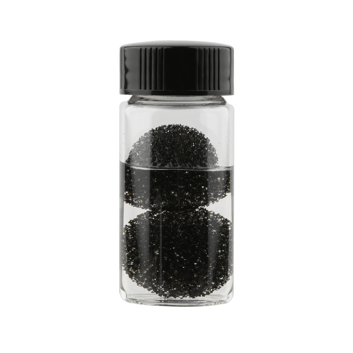 Sponge Tweezers Cleanser with black sponges in a transparent bottle, essential for eyelash extension tweezers cleaning.