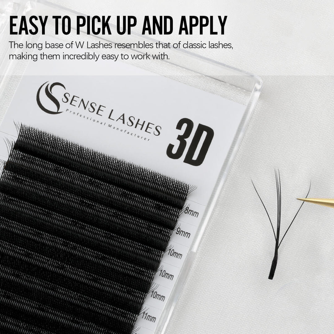 SenseLashes Wispy W Lashes, easy application, black eyelash extensions, professional lash supplies