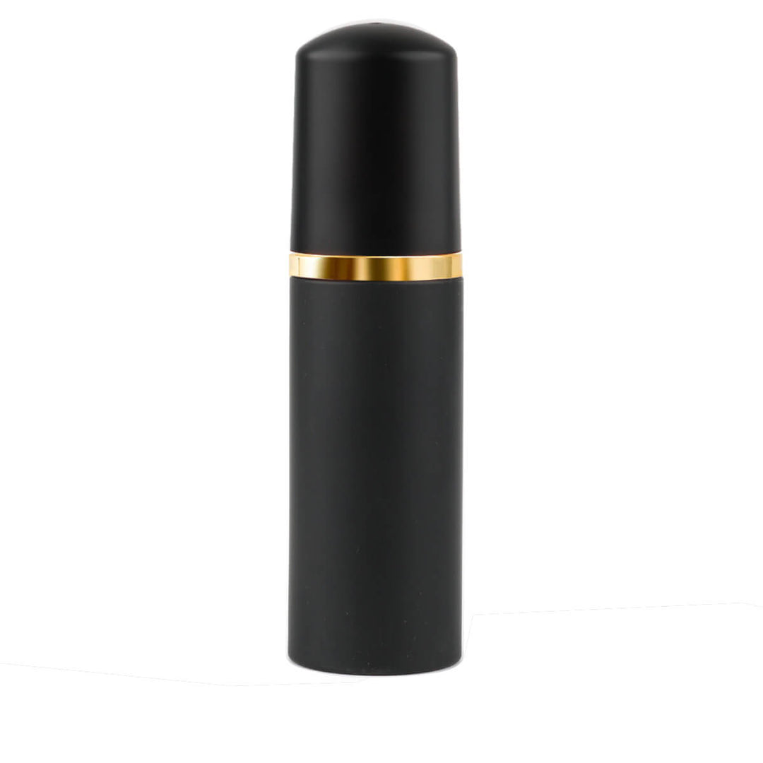 Black eyelash extension cleanser foam bottle with gold accent, Senselash product for lash care