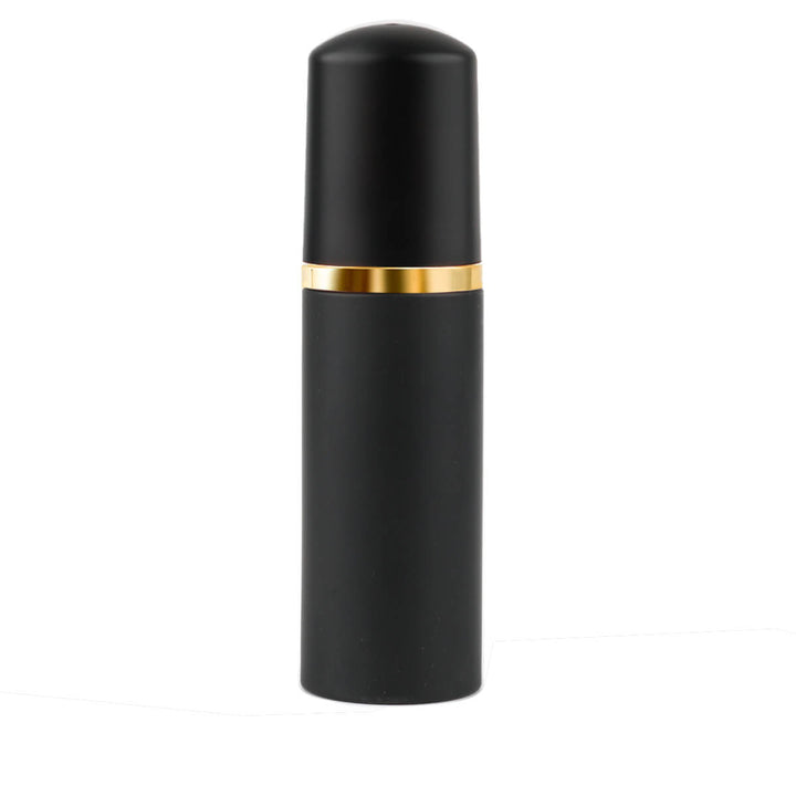 Black eyelash extension cleanser foam bottle with gold accent, Senselash product for lash care