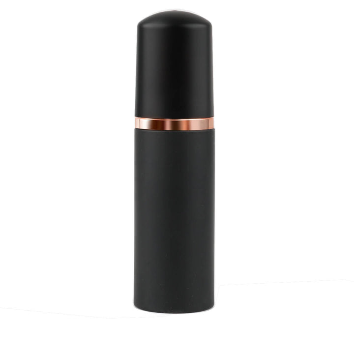 Black eyelash extension cleanser foam bottle with rose gold accents, Senselash lash care product
