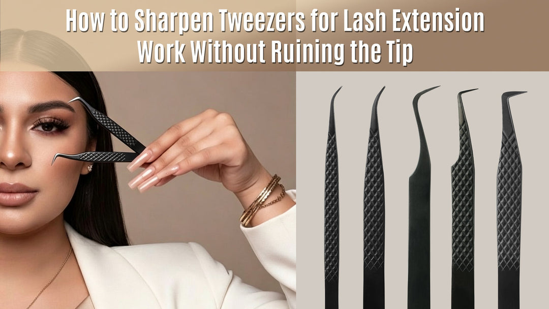 SENSELASHES lash extension tweezers guide showing precision tweezer tips for professional lash work