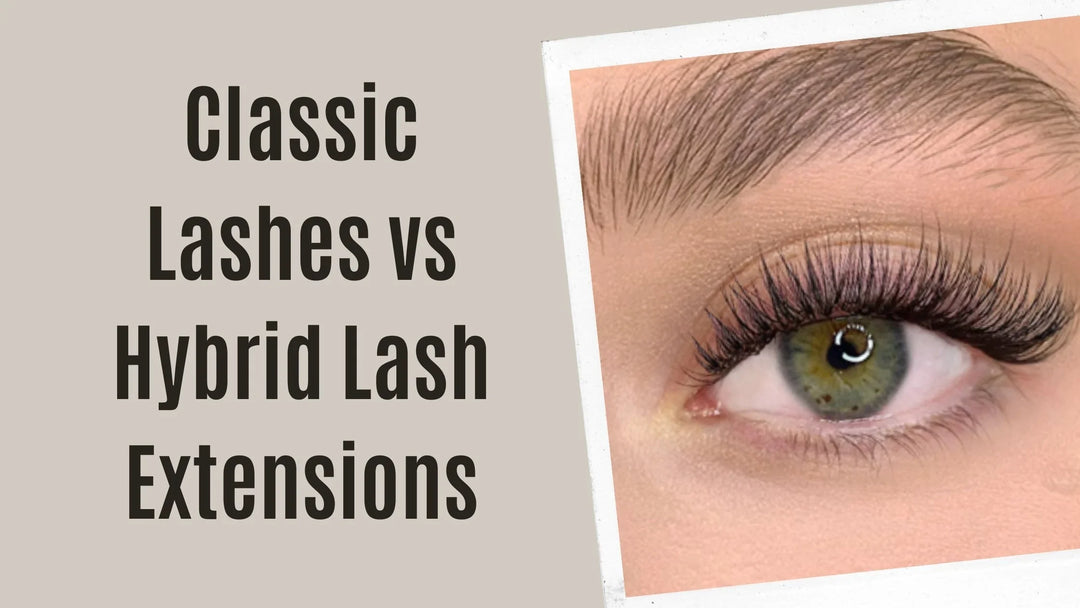 Close-up of an eye with long dark lashes, illustrating lash extensions.