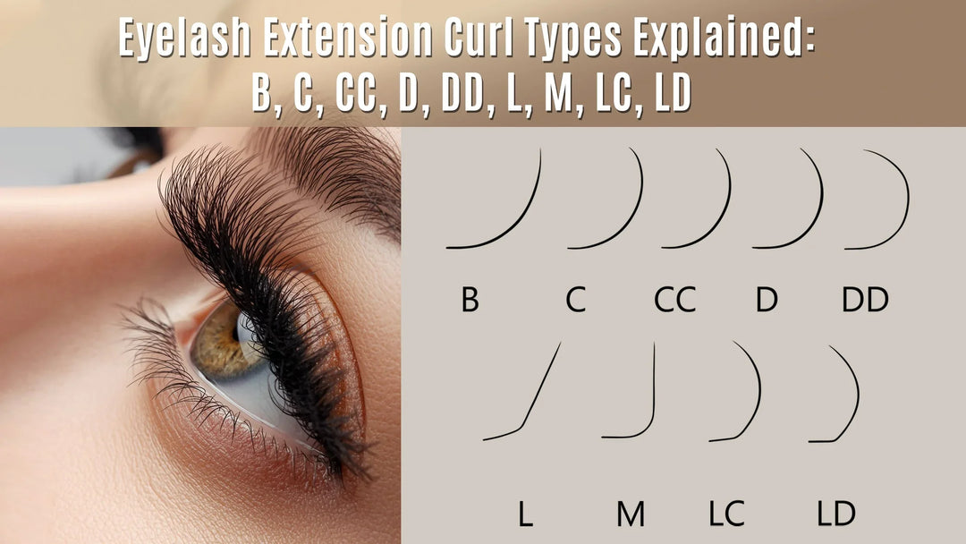 Eyelash Extension Curl Types Explained: B, C, CC, D, DD, L, M, LC, LD