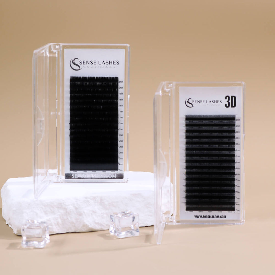 SenseLashes C Curl Mix eyelash extensions in packaging. Professional lash products for salons.