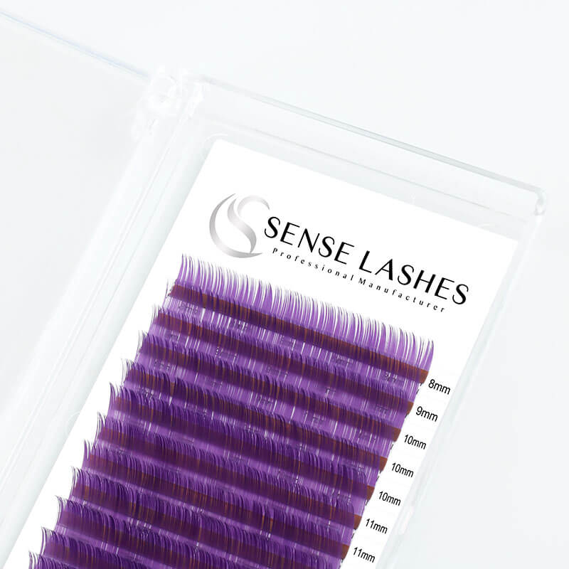 Purple 0.05mm eyelash extensions by SENSELASHES 