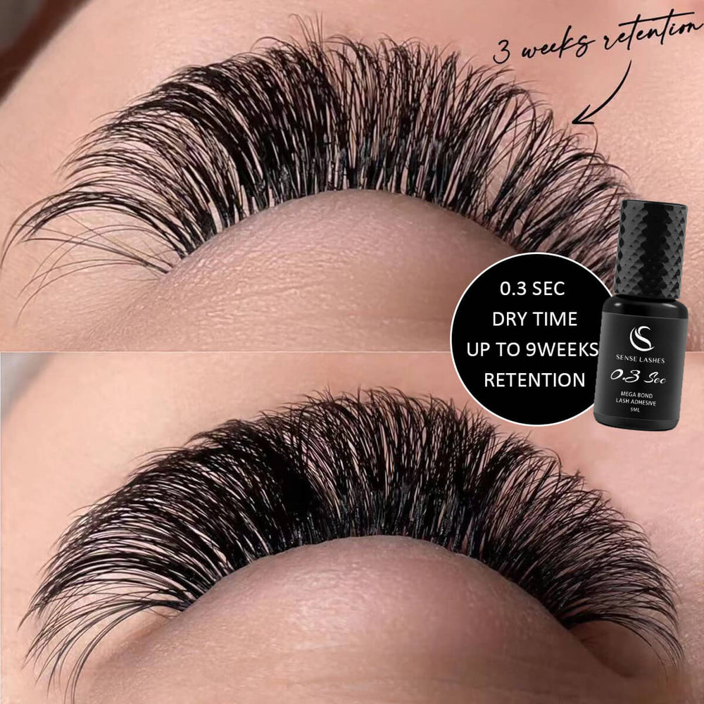 Mega Bond Eyelash Extension results, up to 9 weeks retention 