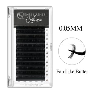 SenseLashes 0.05mm Cashmere lashes, black, Fan Like Butter texture for Mega Volume sets.