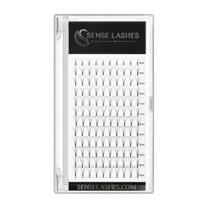 0.07 5D pre-made volume lash fans with slim base, mixed lengths in clear tray