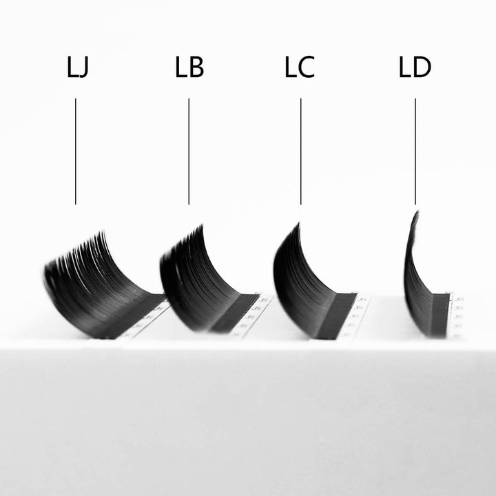New Generation Curls Cashmere volume eyelash extension trays with LJ, LB, LC and LD curls
