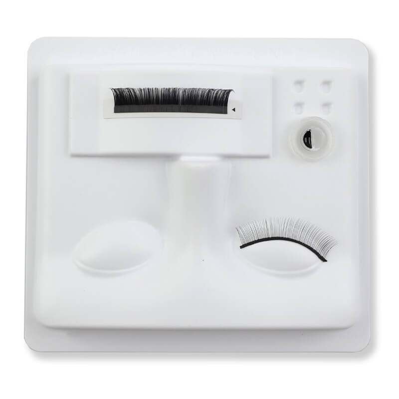 Lash training practice tray with eyelash extensions, glue cup and practice lashes 