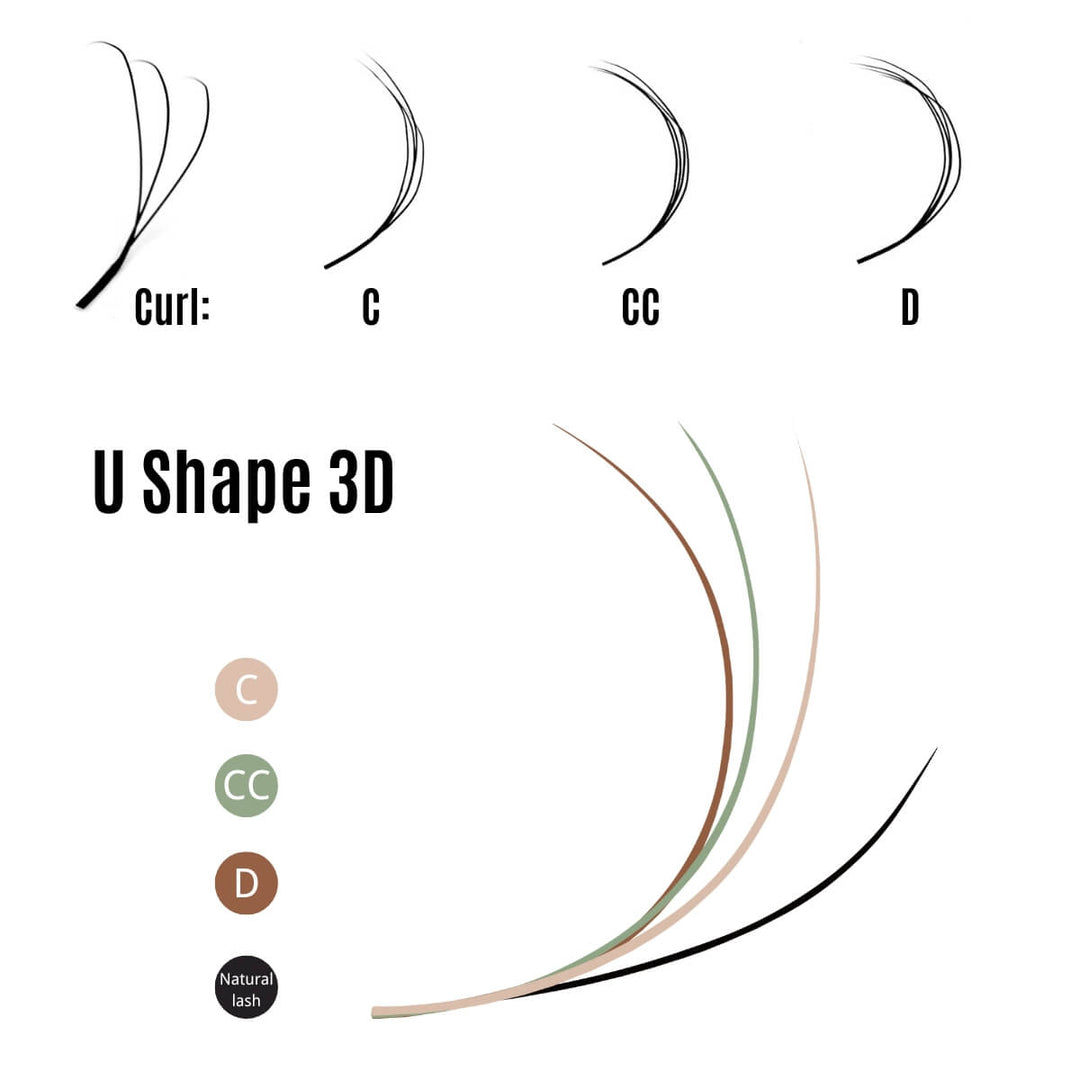 Extensión de pestañas 3D en forma de U