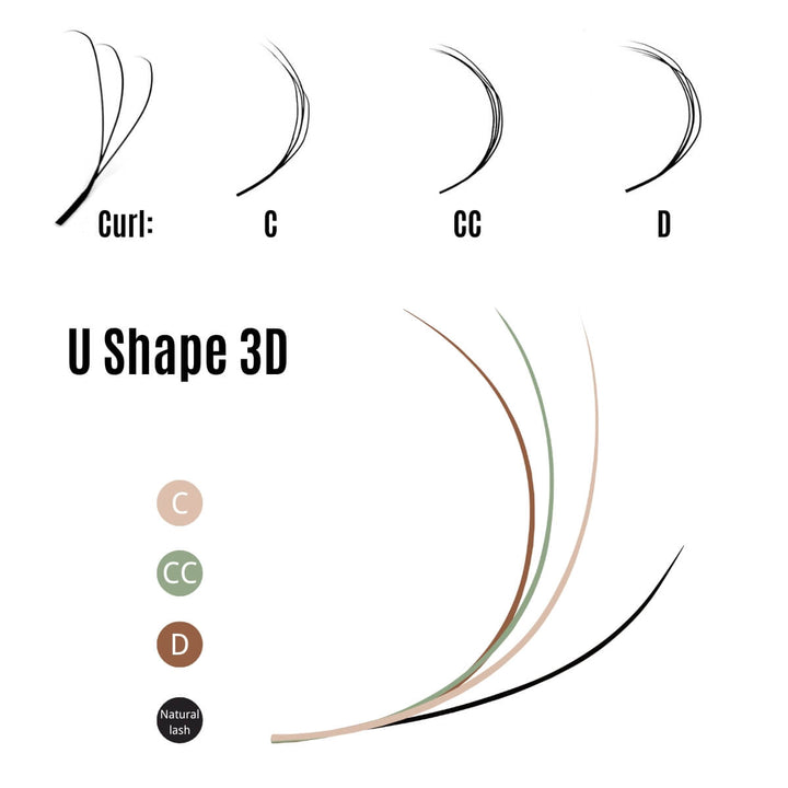 Extensión de pestañas 3D en forma de U