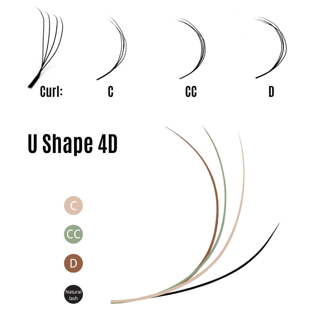 4D U Forma Extensión de Pestañas