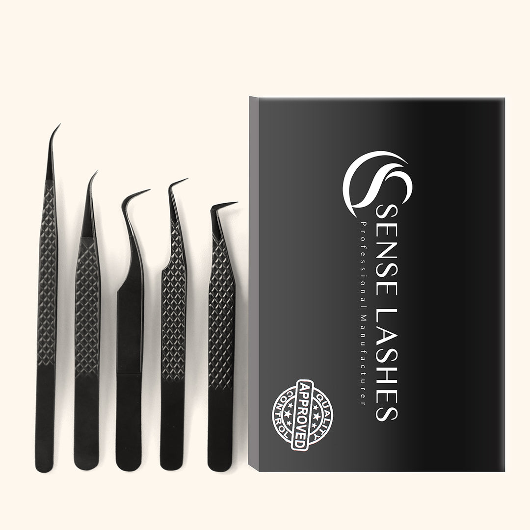 Fiber Tip Eyelash Extensions Tweezers Set by SENSELASHES 