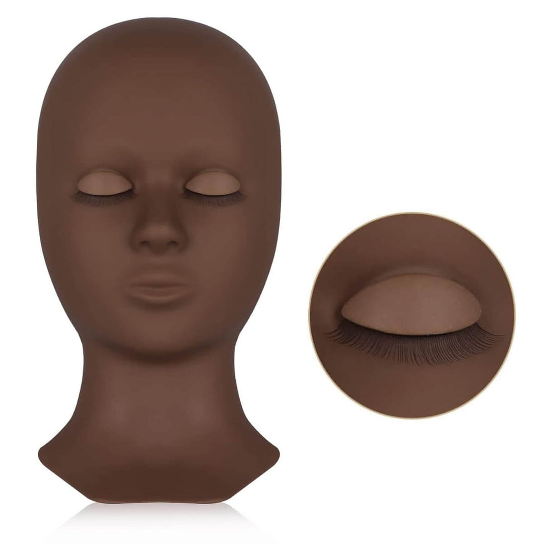 Training Mannequin Head with Eyelash Extensions and Replacement Eyelids for Lash Practice