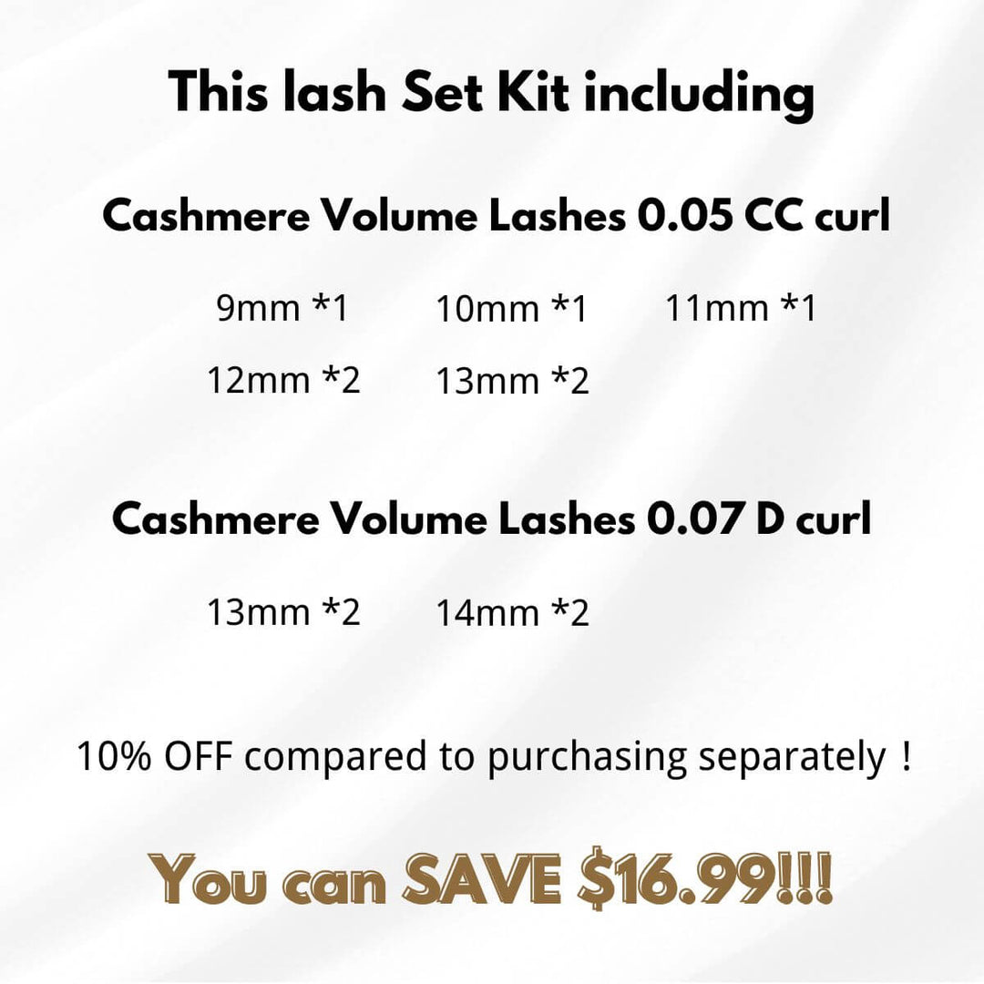 Lash extension kit with volume lashes, discounts, and savings
