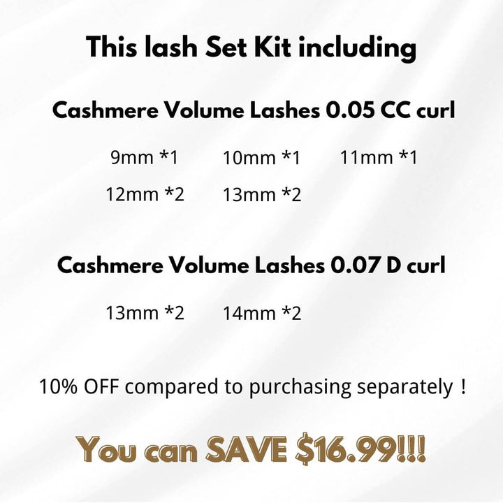 Lash extension kit with volume lashes, discounts, and savings