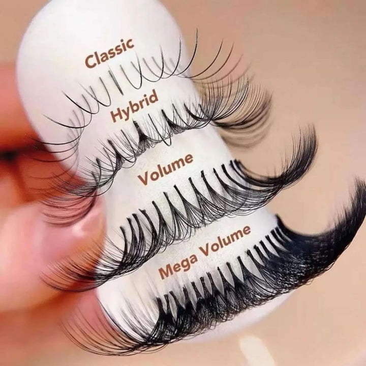 Eyelash extension types: Classic, Hybrid, Volume, Mega Volume 