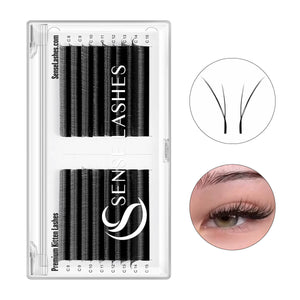 Kitten YY lashes tray with C curl, 0.07mm thickness, and mixed lengths 8-15mm.