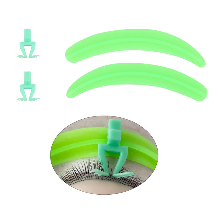 Lash Separator Kit: Green pads and clips to separate and isolate lashes for extensions 