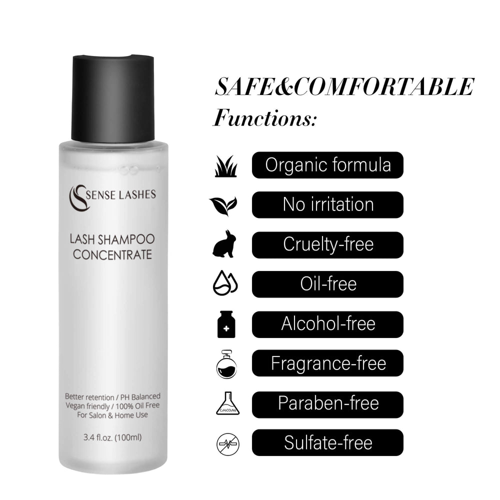 SenseLashes Lash Shampoo Concentrate. Organic, cruelty-free, oil-free formula. 