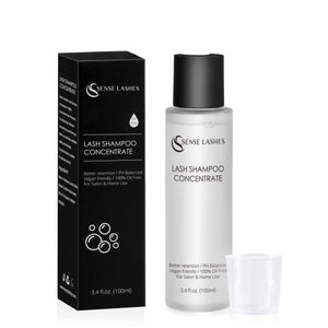 SenseLashes Lash Shampoo Concentrate 100ml bottle with box and measuring cup